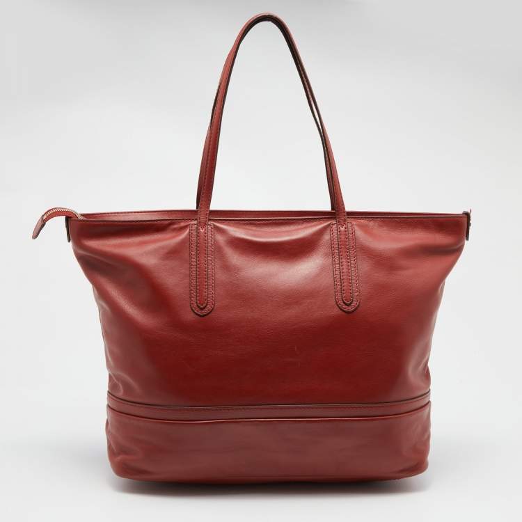 Pre Owned Bally Rust Leather Shopper Tote