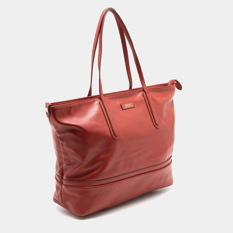 Pre Owned Bally Rust Leather Shopper Tote