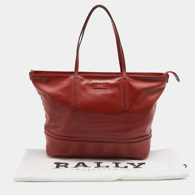 Pre Owned Bally Rust Leather Shopper Tote