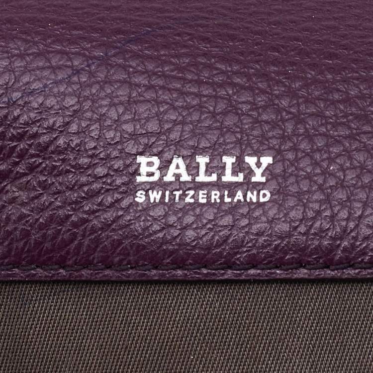 Pre Owned Bally Purple Leather Flap Shoulder Bag