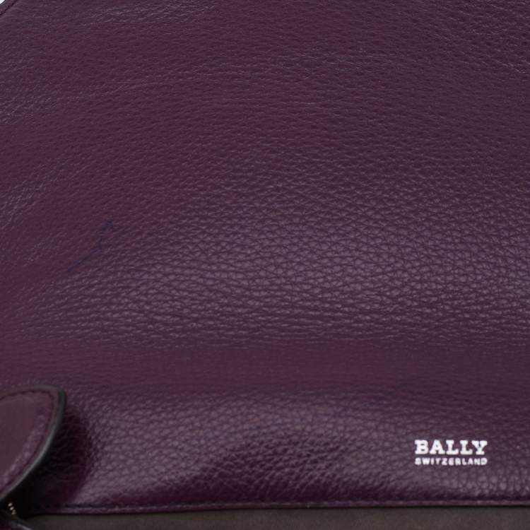 Pre Owned Bally Purple Leather Flap Shoulder Bag