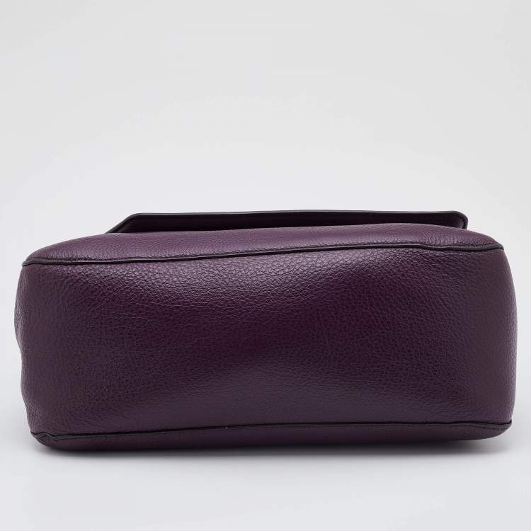 Pre Owned Bally Purple Leather Flap Shoulder Bag