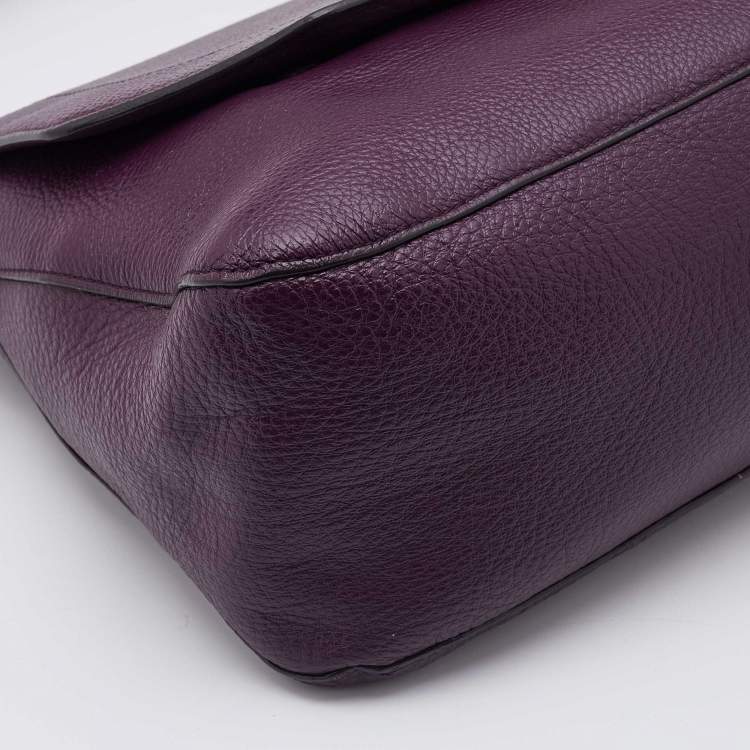 Pre Owned Bally Purple Leather Flap Shoulder Bag