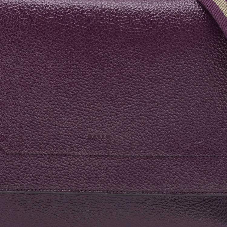 Pre Owned Bally Purple Leather Flap Shoulder Bag