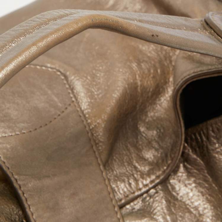 Pre Owned Bally Metallic Green Quilted Leather Moreen Hobo