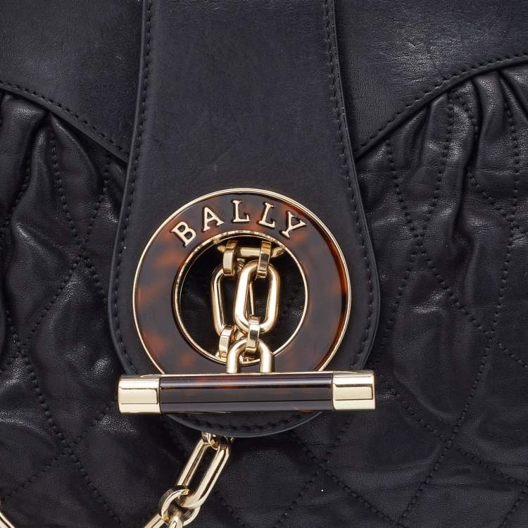 Pre Owned Bally Black Quilted Leather Moreen T Hobo