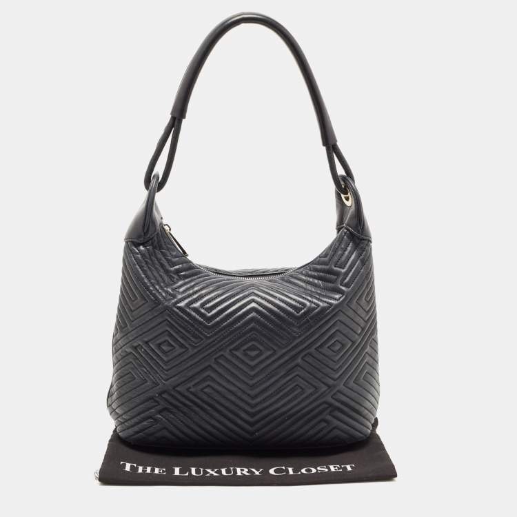 Pre Owned Bally Black Quilted Leather Zip Shoulder Bag
