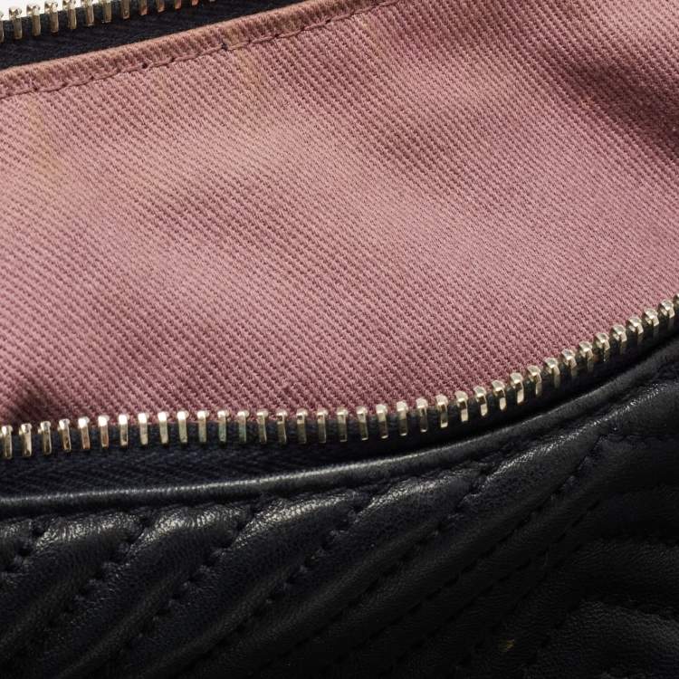 Pre Owned Bally Black Quilted Leather Zip Shoulder Bag