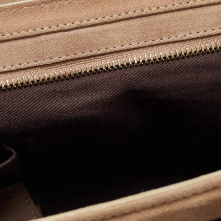 Pre Owned Bally Brown/Beige Suede Tassel Frame Satchel