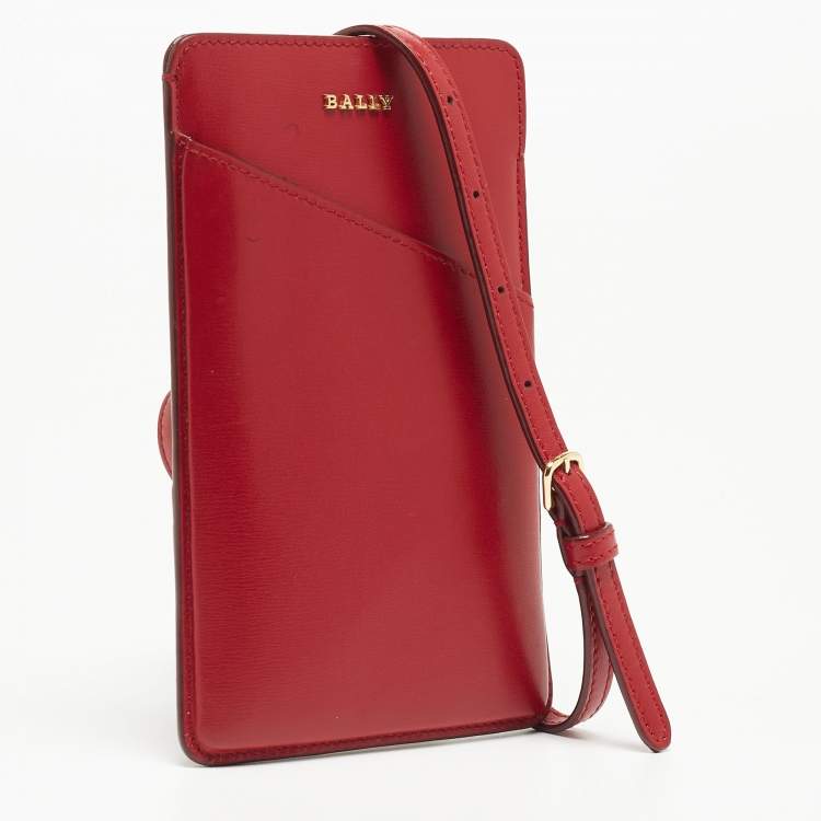 Pre Owned Bally Red Leather Document Crossbody Bag