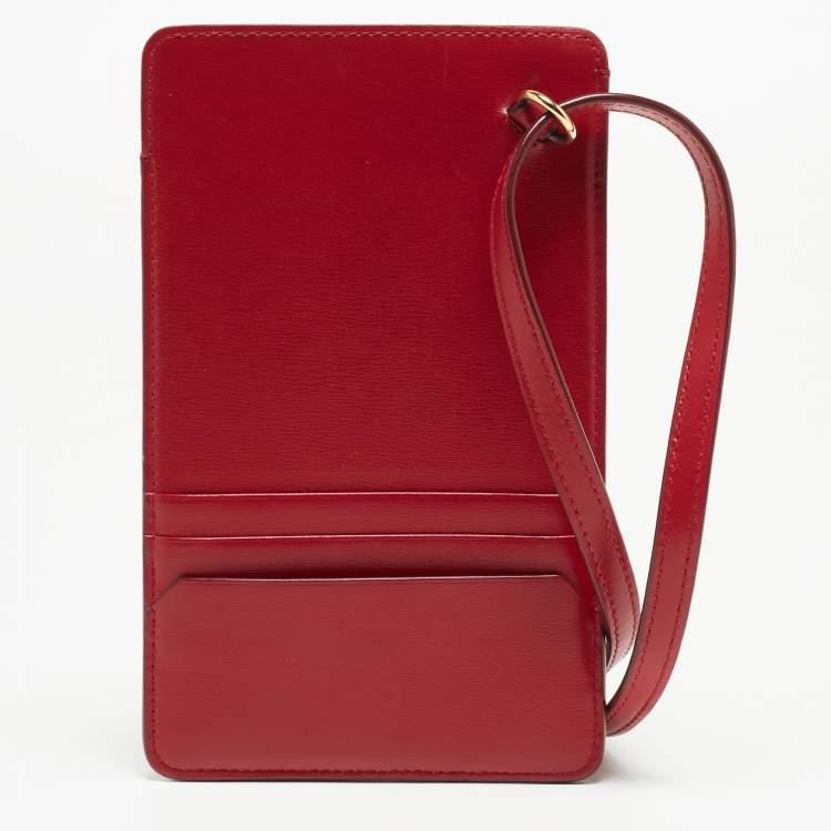 Pre Owned Bally Red Leather Document Crossbody Bag