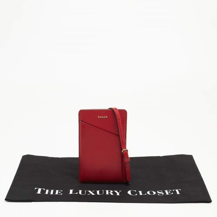 Pre Owned Bally Red Leather Document Crossbody Bag