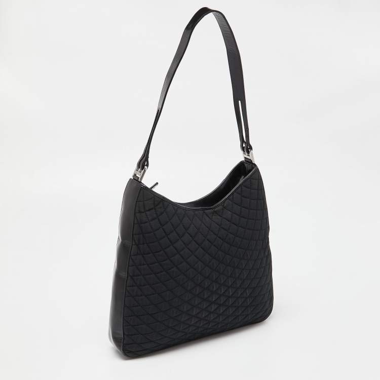 Pre Owned Bally Black Quilted Nylon Hobo