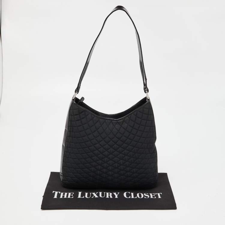 Pre Owned Bally Black Quilted Nylon Hobo