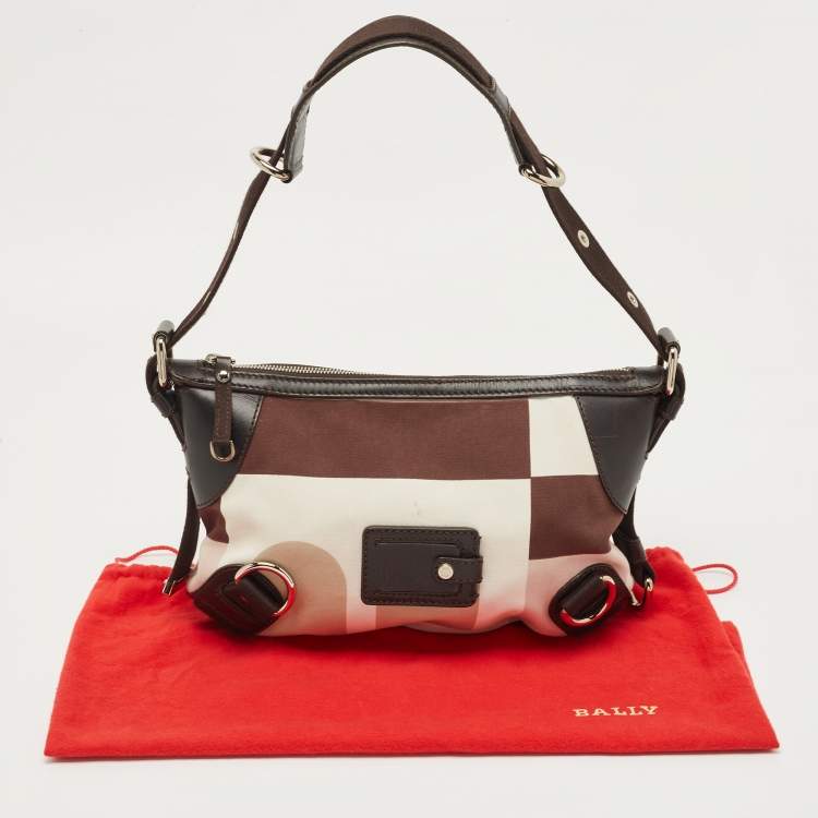 Pre Owned Bally Multicolor Canvas and Leather Shoulder Bag