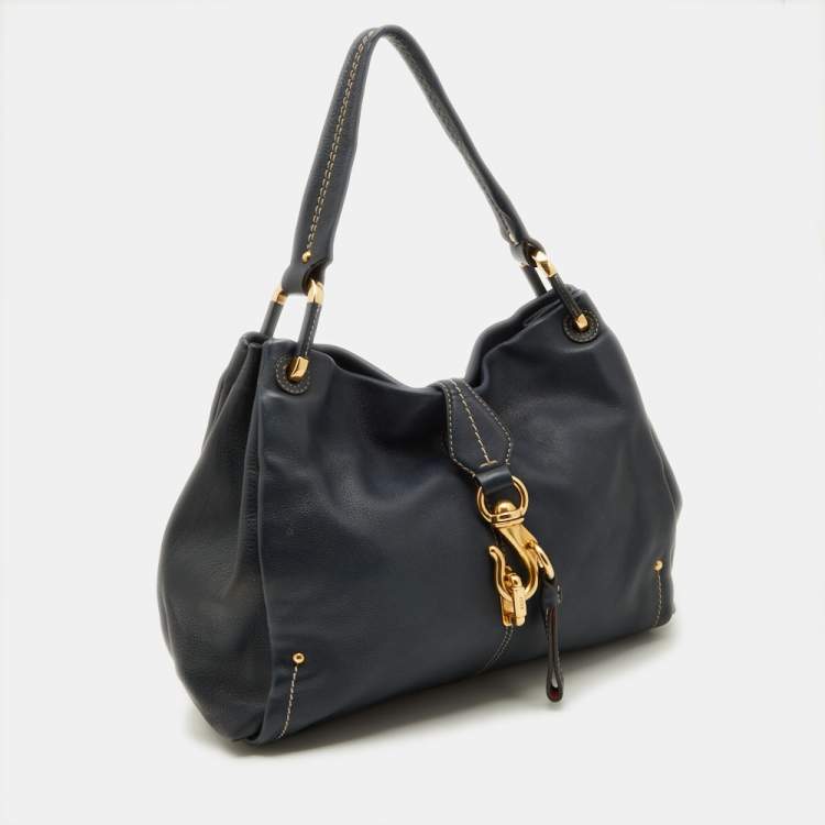 Pre Owned Bally Blue Leather Hobo
