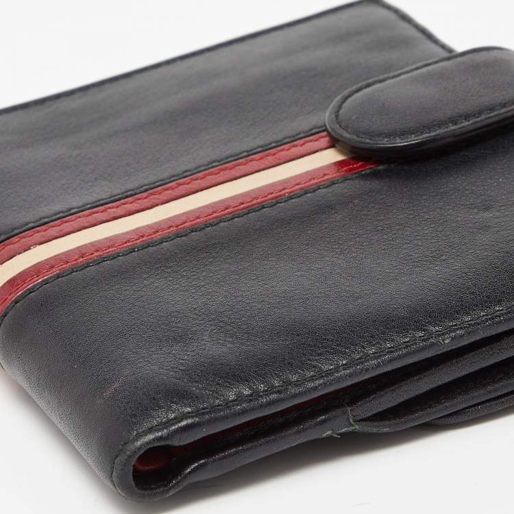 Pre Owned Bally Black Leather Compact Wallet