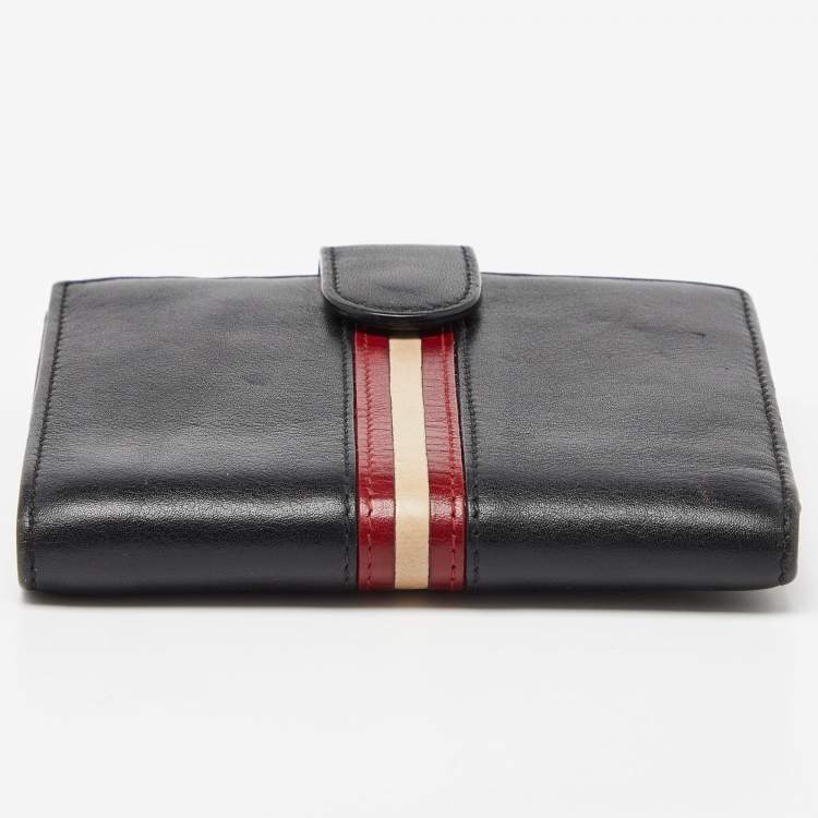 Pre Owned Bally Black Leather Compact Wallet