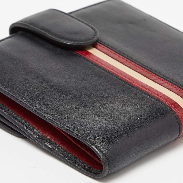 Pre Owned Bally Black Leather Compact Wallet