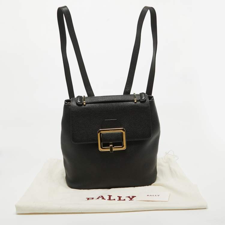 Pre Owned Bally Black Jayden Buckle Detail Backpack 