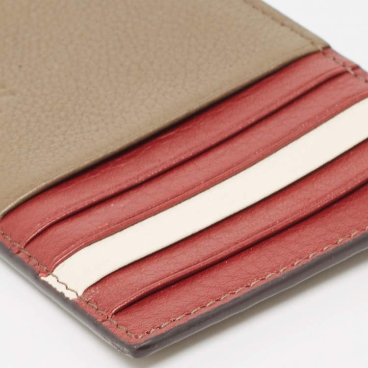 Pre Owned Bally Tricolor Leather Zip Card Holder