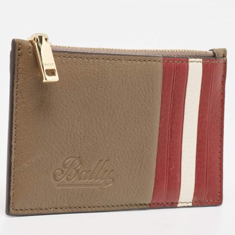 Pre Owned Bally Tricolor Leather Zip Card Holder