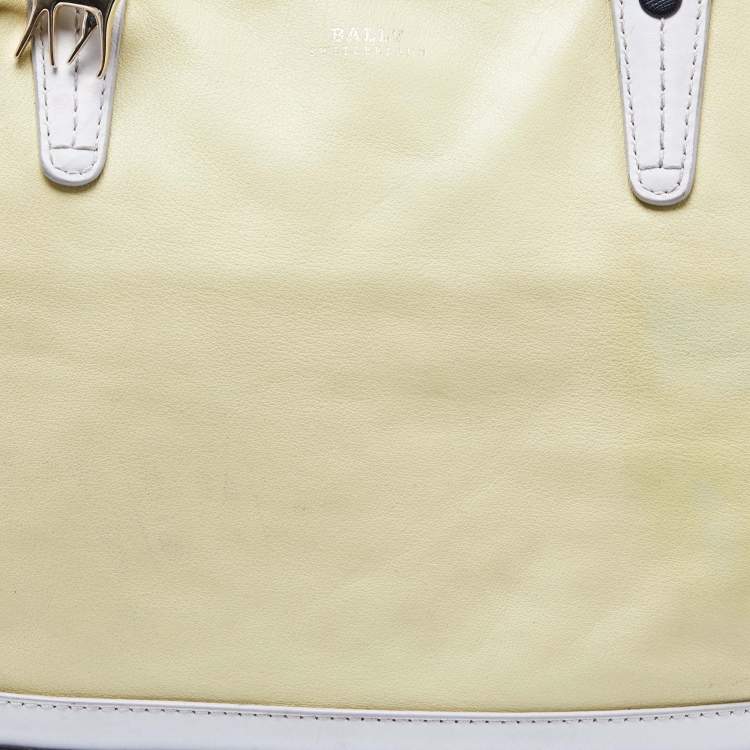 Pre Owned Bally Yellow/Black Leather Shopper Tote