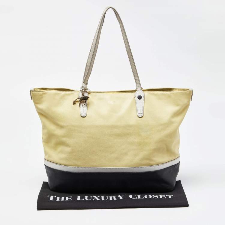 Pre Owned Bally Yellow/Black Leather Shopper Tote