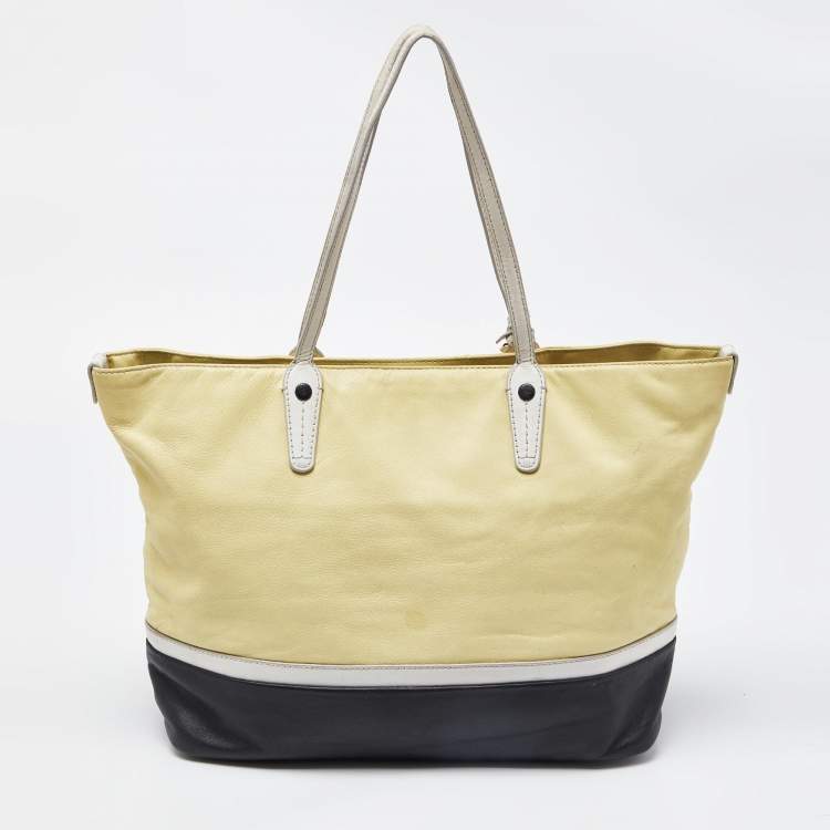 Pre Owned Bally Yellow/Black Leather Shopper Tote