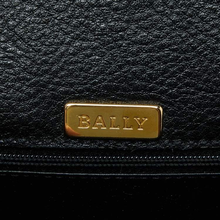 Pre Owned Bally Black Leather and Croc Embossed Leather Vintage Flap Crossbody Bag