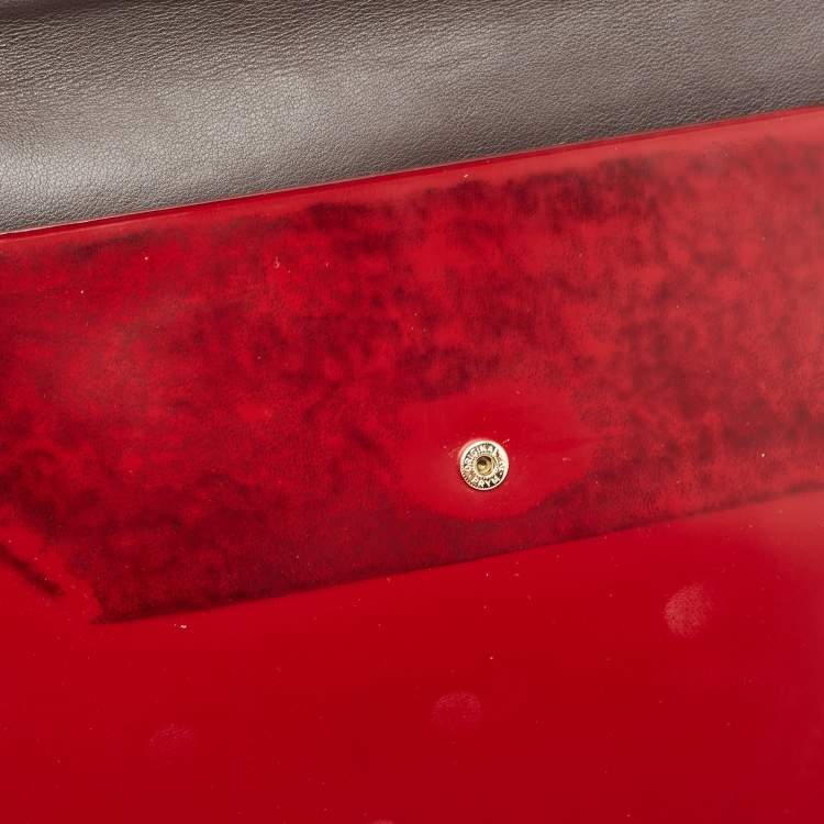 Pre Owned Bally Red Glossy Leather Envelope Clutch