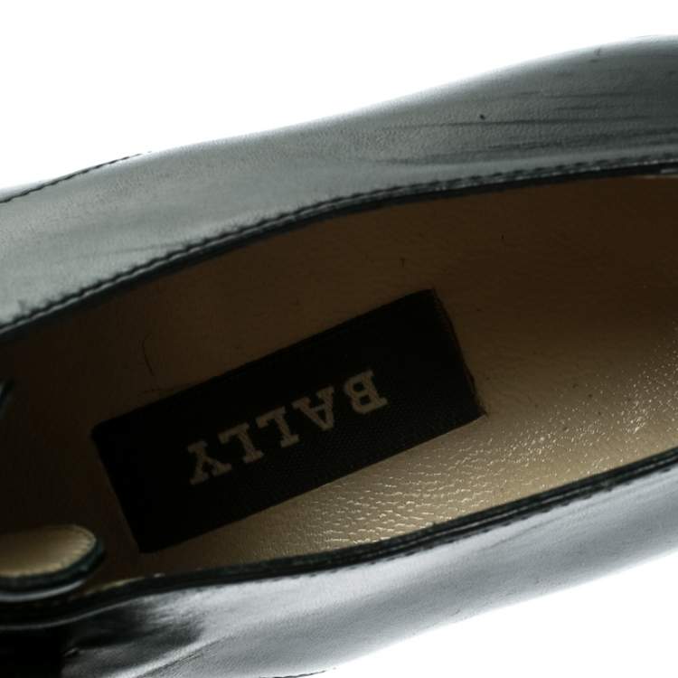 Pre Owned Bally Black Leather Monk Strap Flats Size 37