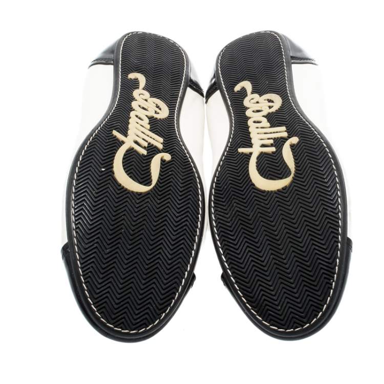 Pre Owned Bally Monochrome Leather Sayana Cap Toe Scrunch Ballet Flats Size 40