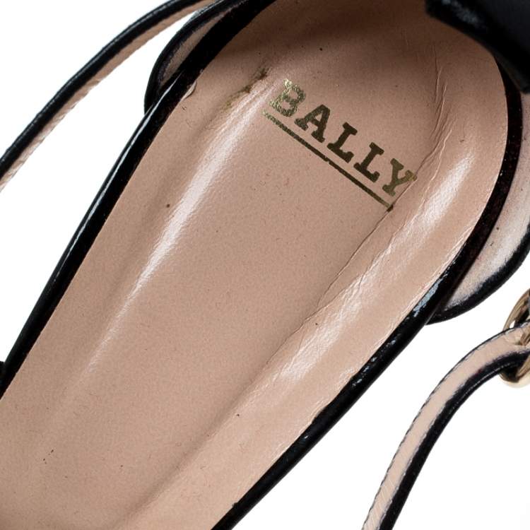 Pre Owned Bally Black Leather Open Toe Ankle Strap Sandals Size 38