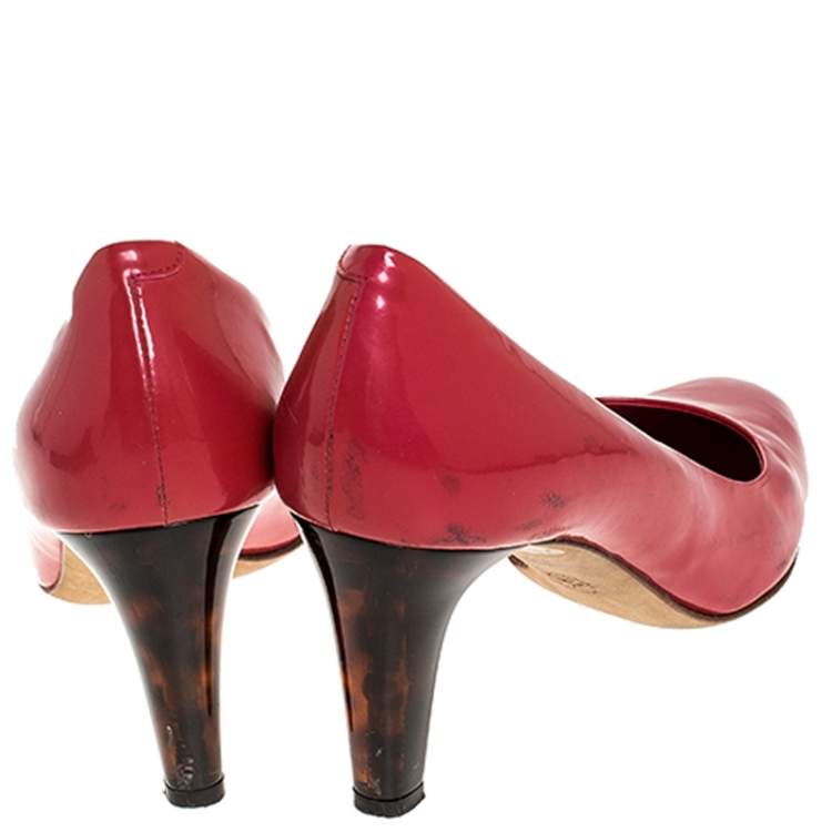 Pre Owned Bally Pink Patent Leather Round Toe Pumps Size 41