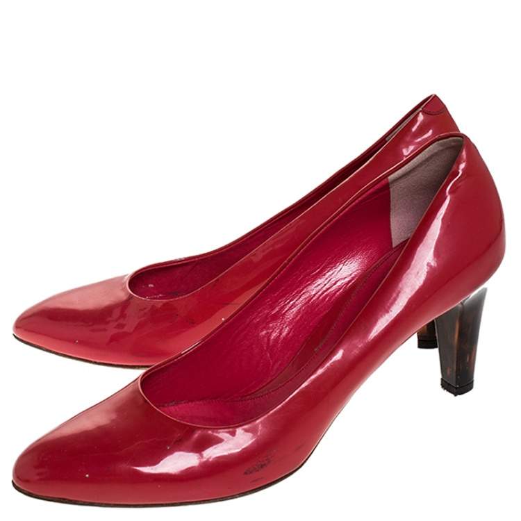 Pre Owned Bally Pink Patent Leather Round Toe Pumps Size 41