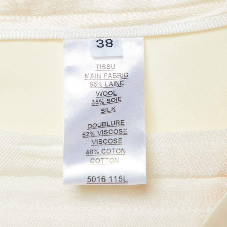 Pre Owned Balmain Cream Wool & Silk Pleated and Draped Trousers M