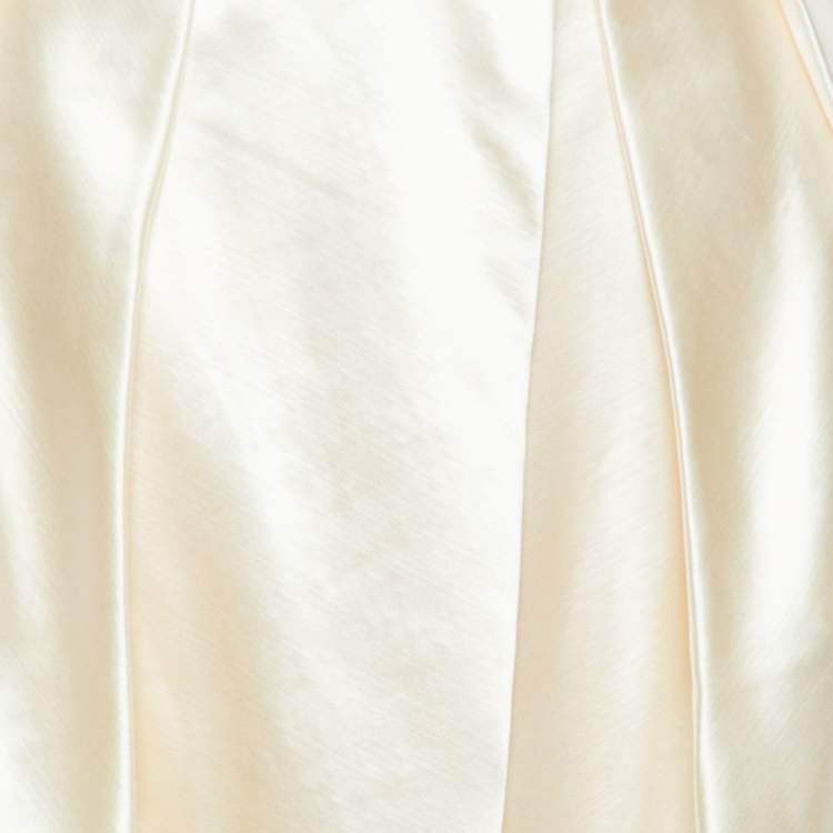 Pre Owned Balmain Cream Wool & Silk Pleated and Draped Trousers M