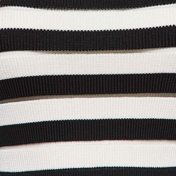 Pre Owned Balmain Black/White Knitted Crop Top M