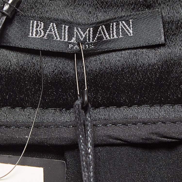 Pre Owned Balmain Purple Fringe Trim Sequin Pants L