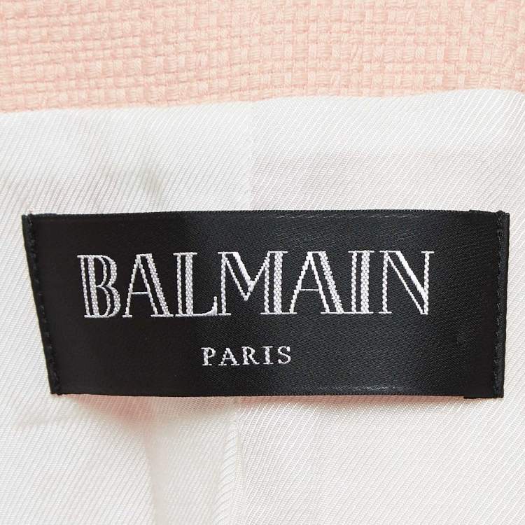 Pre Owned Balmain Pink Cotton Canvas Double Breasted Blazer S
