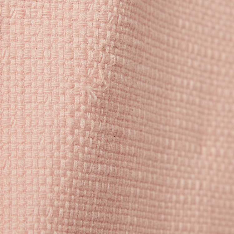 Pre Owned Balmain Pink Cotton Canvas Double Breasted Blazer S