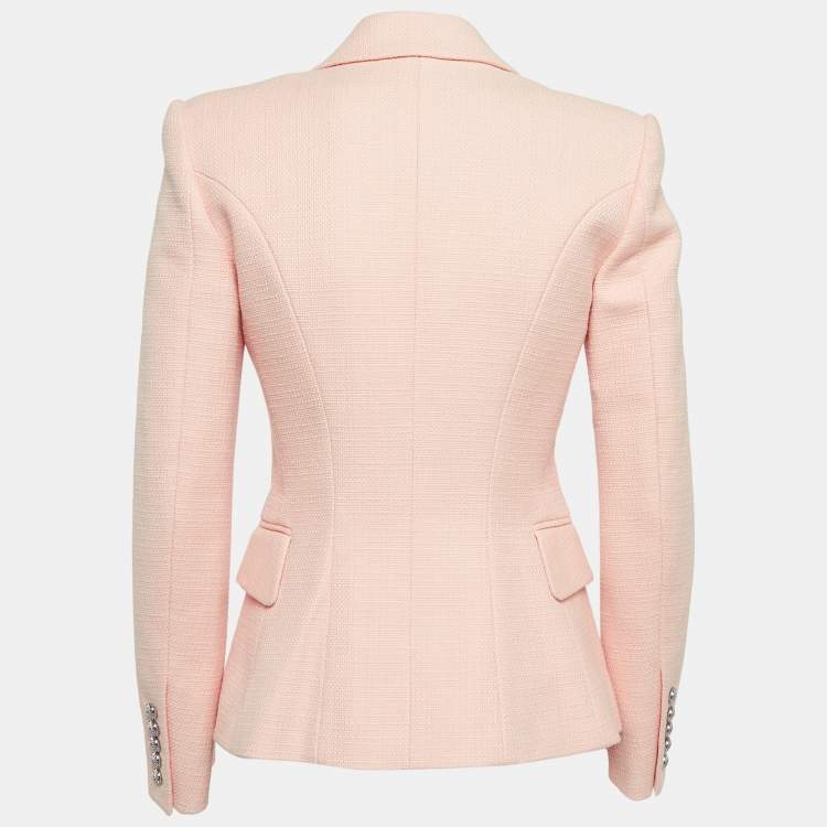 Balmain Pink Cotton Canvas Double Breasted Blazer S Balmain TLC