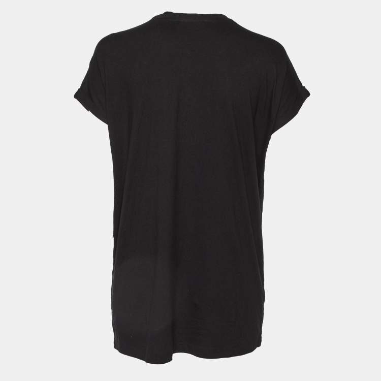 Pre Owned Balmain Black Embellished Cotton Knit Top S