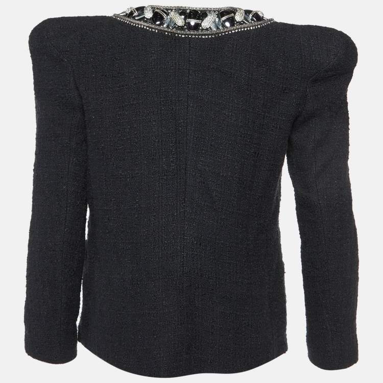 Pre Owned Balmain Black Embellished Tweed Jacket M