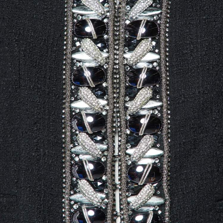 Pre Owned Balmain Black Embellished Tweed Jacket M