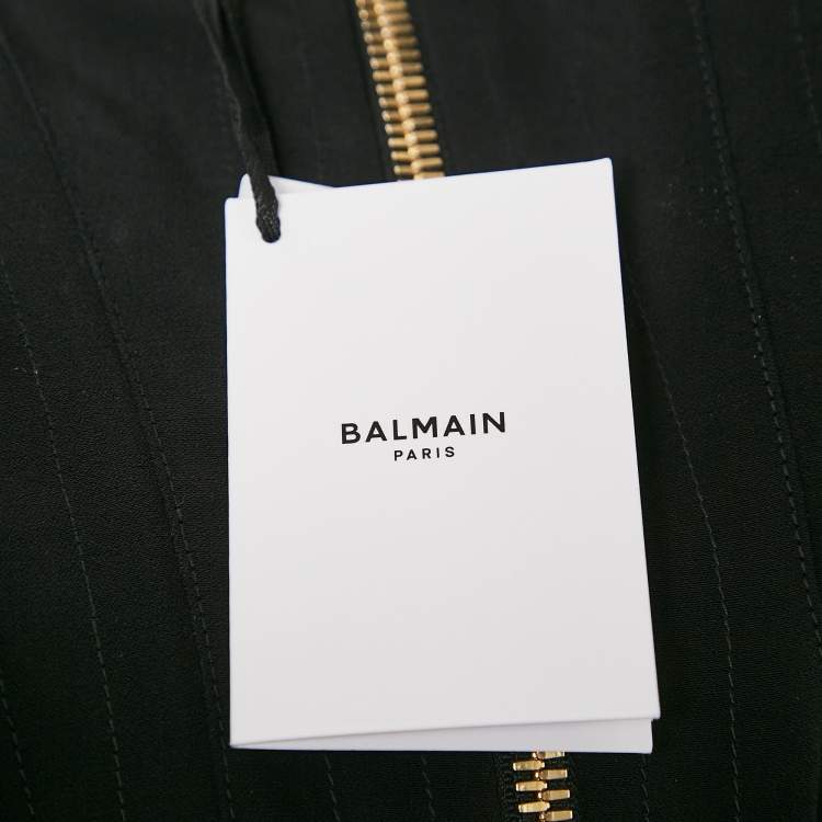 Pre Owned Balmain Black Crepe Corset Scoop Neck Mini Dress S