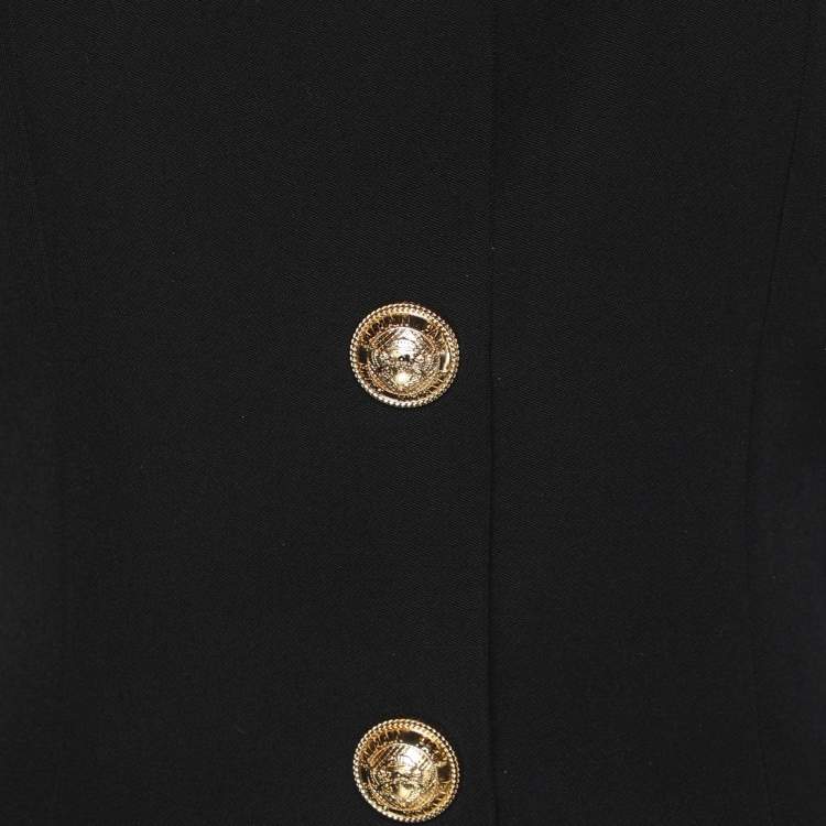 Pre Owned Balmain Black Wool Midi Dress M