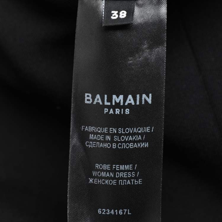 Pre Owned Balmain Black Wool Midi Dress M