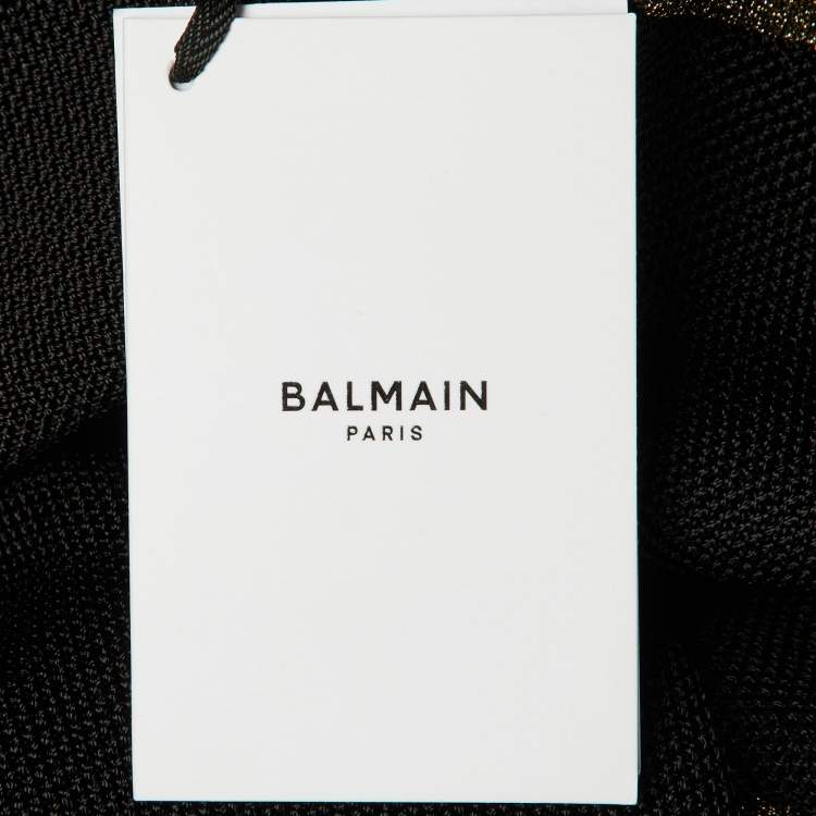 Pre Owned Balmain Black Knit & Lurex Trim Detail Mini Dress M
